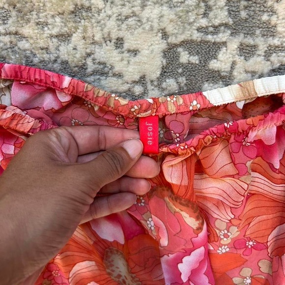 VTG Josie‎ Natori Silk semi sheer Floral Wide leg flowy Tie waist pants - Picture 4 of 8